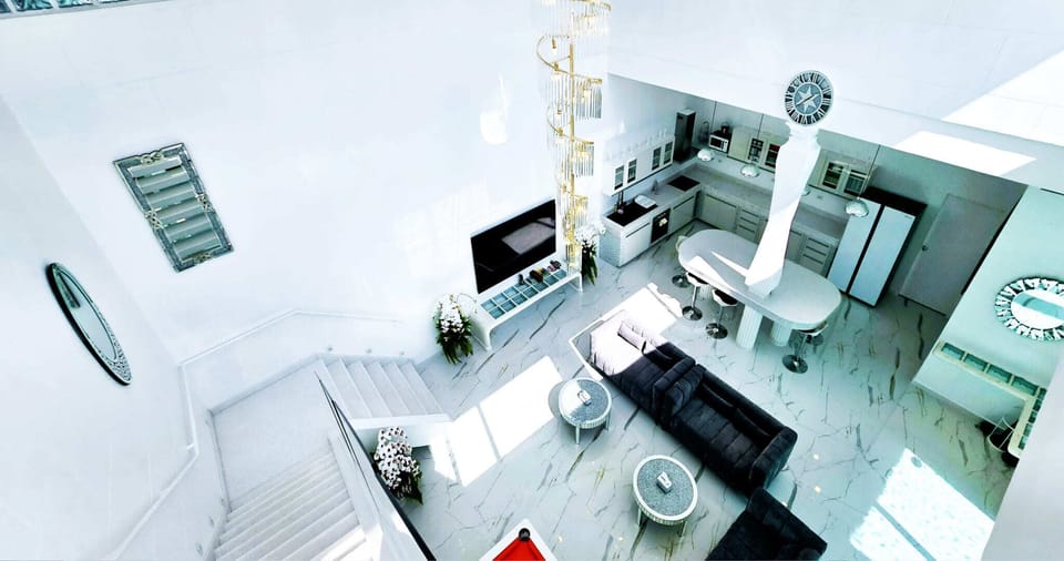 Luxury Villa, Private Pool | Living area | 85-inch LED TV with cable channels, video-game console, Netflix