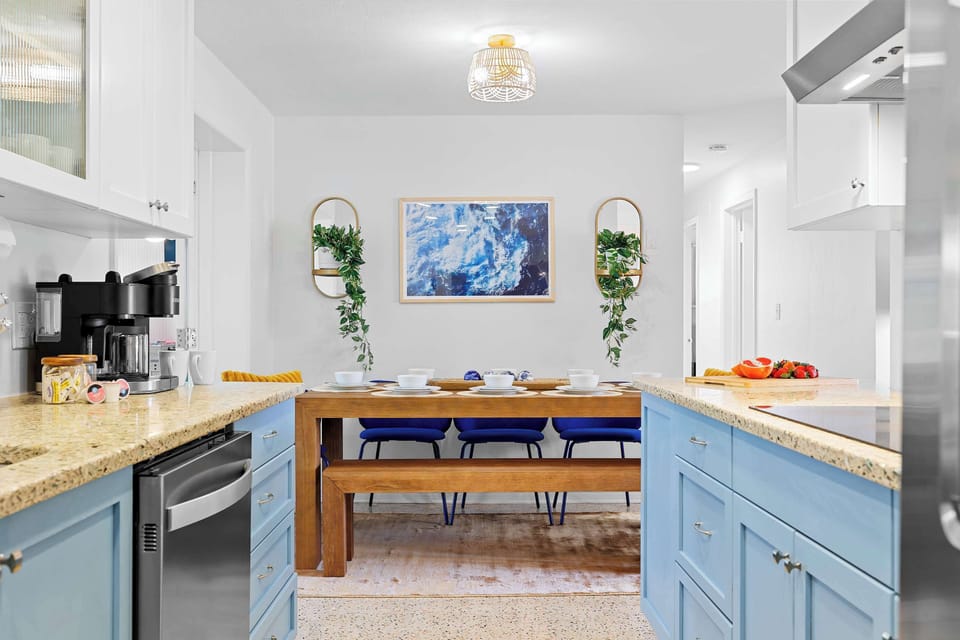 Open kitchen & dining area designed for easy meals and conversation.