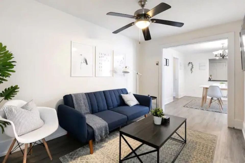 As you take a seat in the living room, the comfortable furniture and tasteful design make it easy to unwind.