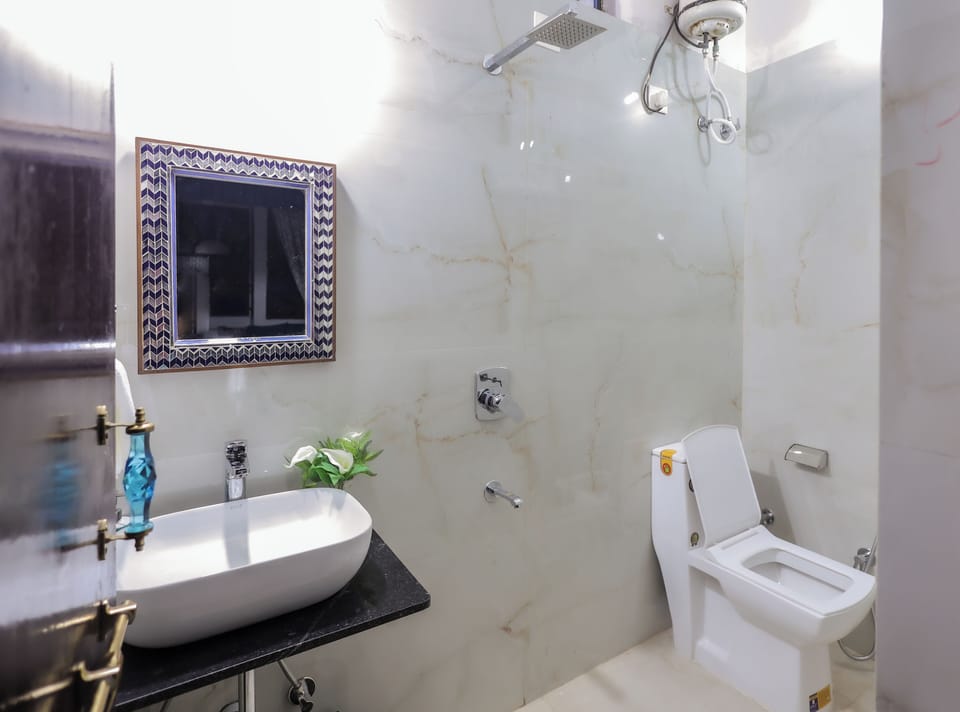 Shower, bidet, towels, soap