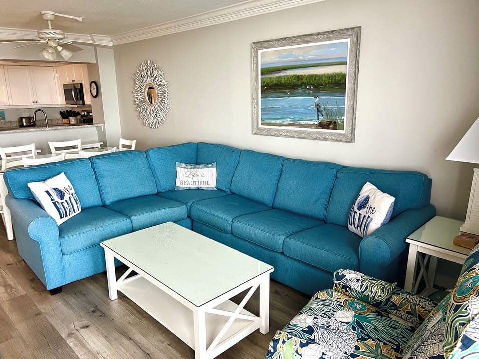 Living room with sectional sleeper sofa & 2 chairs