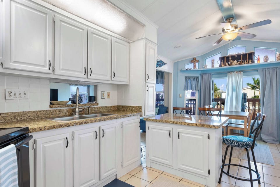 Plenty of prep space and an island with bar seating