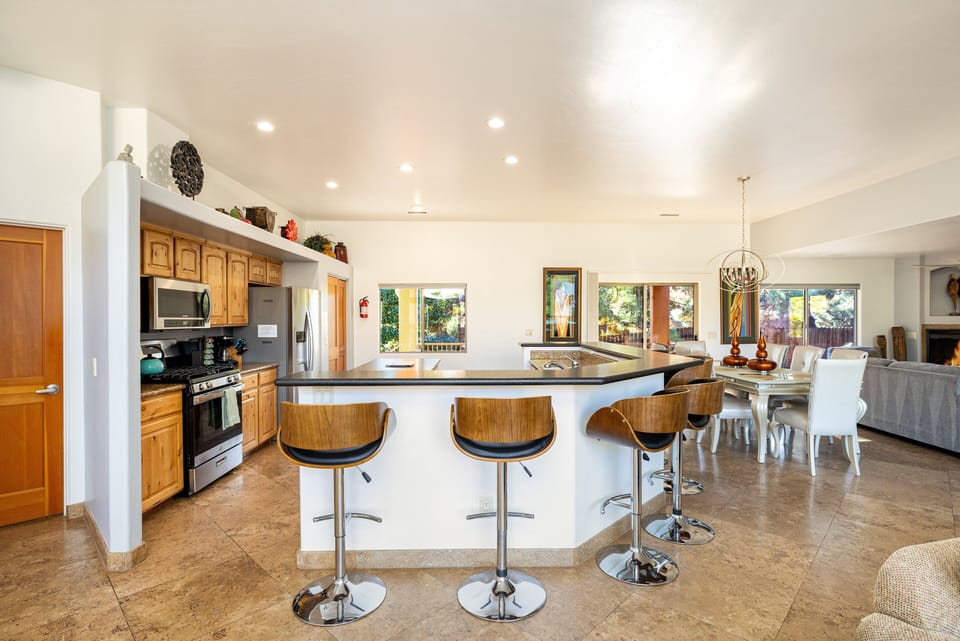 The open layout makes it easy to entertain while preparing a feast.