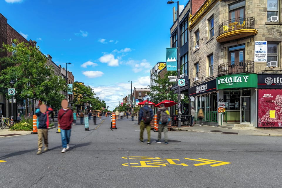 Pedestrian street during summer months.