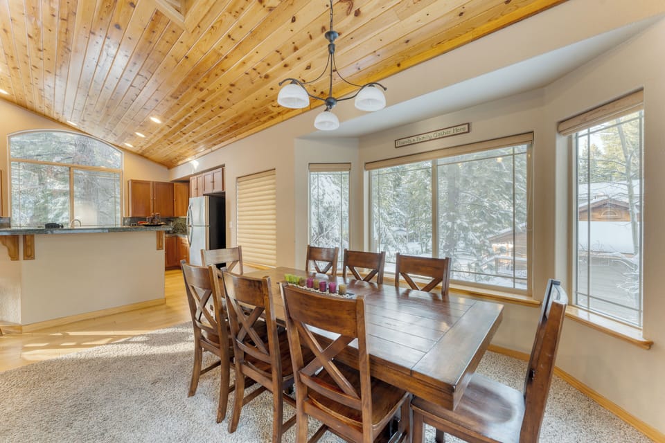 Dining table with seating for 8.