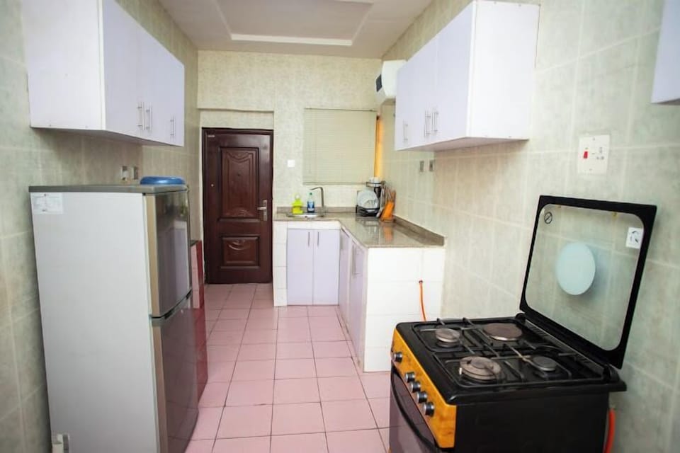 Family Apartment, Balcony, City View | Private kitchen | Fridge, microwave, oven, stovetop