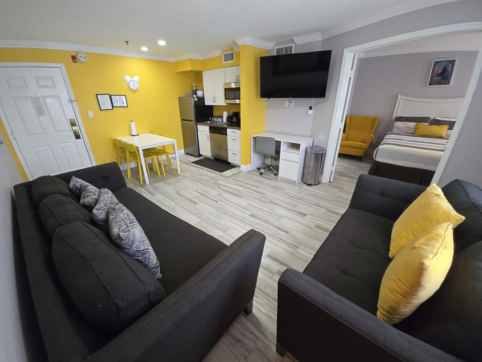 Cozy sofa bed and a new smart TV with all your favorite streaming apps!