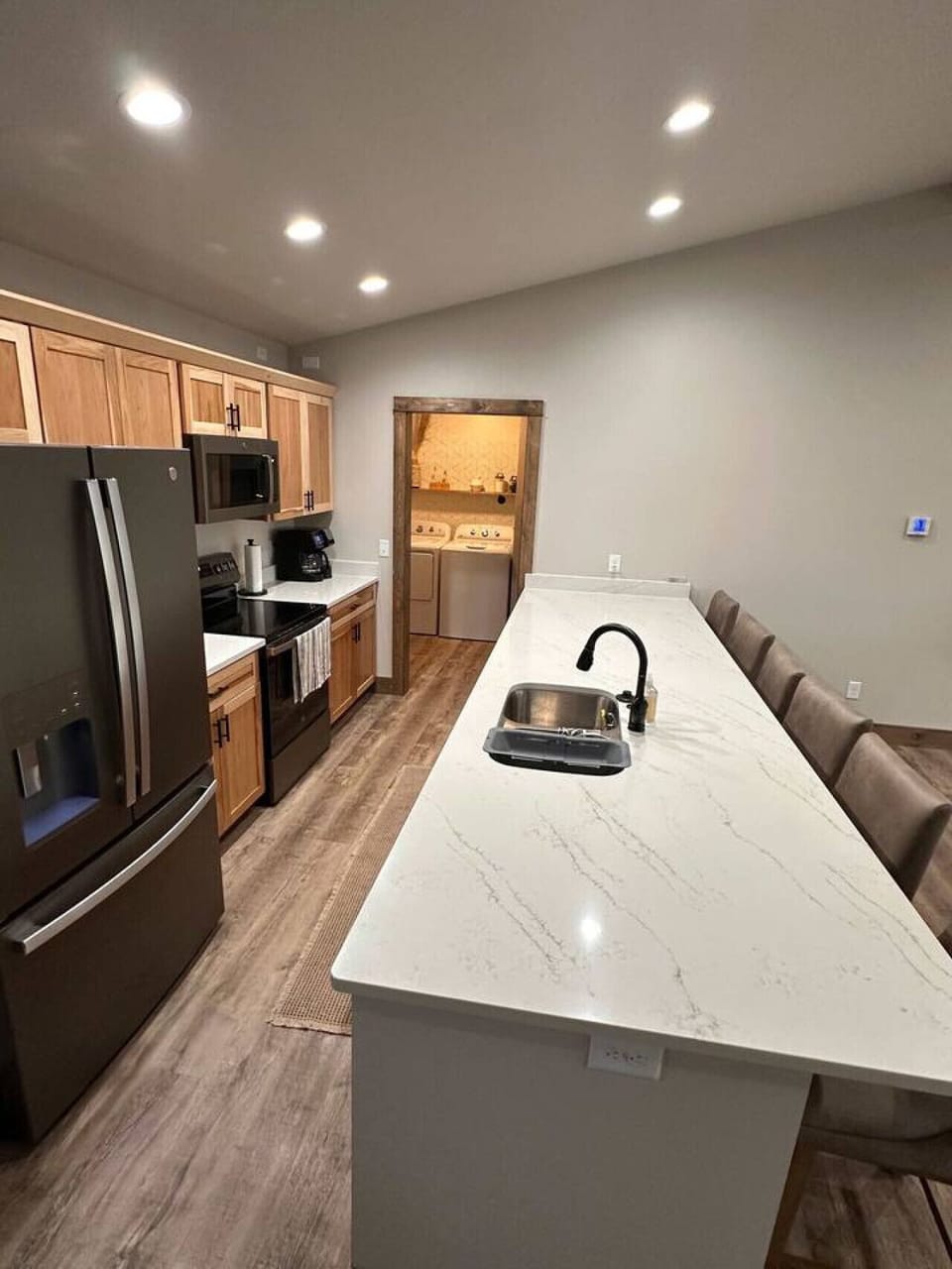 Fully stocked kitchen with huge counter