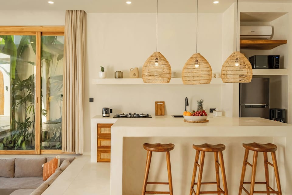 Deluxe Villa, 3 Bedrooms, Patio, Pool View | Private kitchen | Fridge, electric kettle, toaster, cleaning supplies