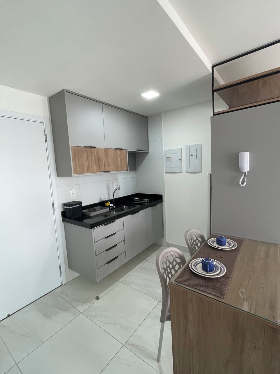 Apartment | Private kitchen | Fridge, microwave, stovetop, blender
