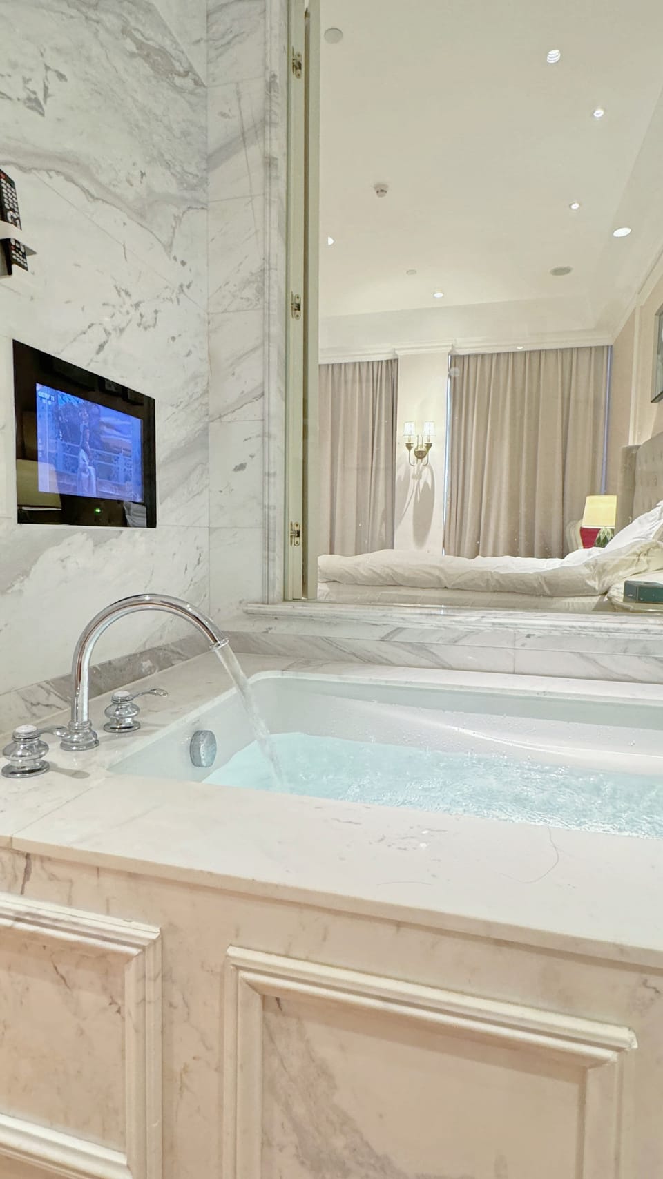 Separate tub and shower, eco-friendly toiletries, hair dryer, slippers