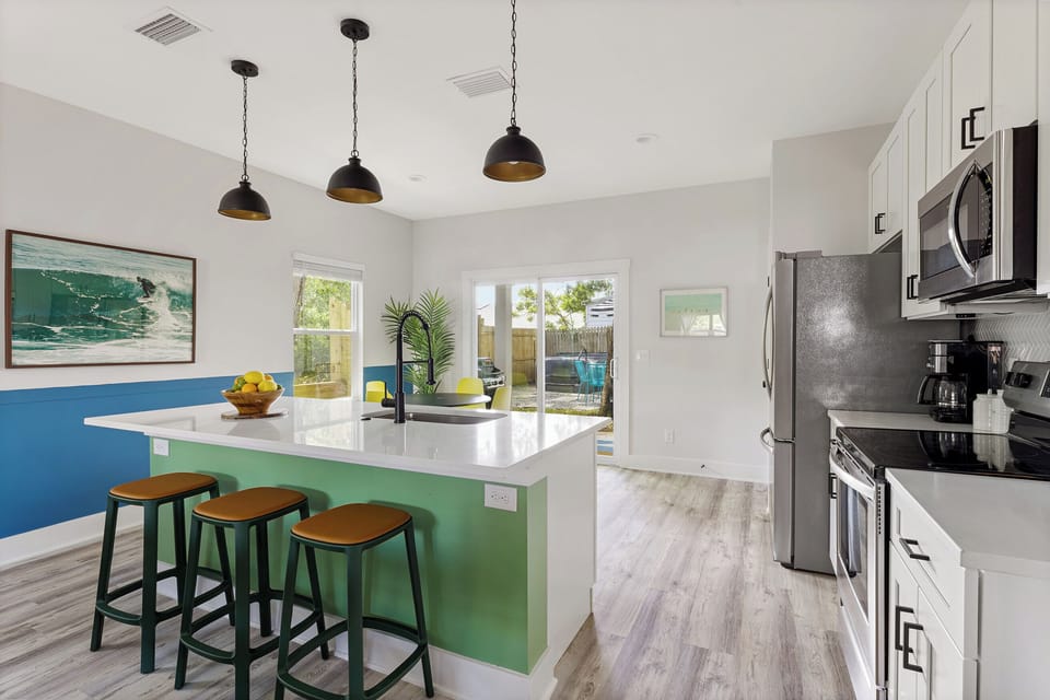 Kitchen island barstool seating.