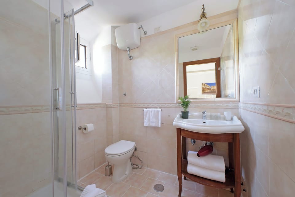 Classic Double Room | Bathroom | Shower, hair dryer, towels, soap