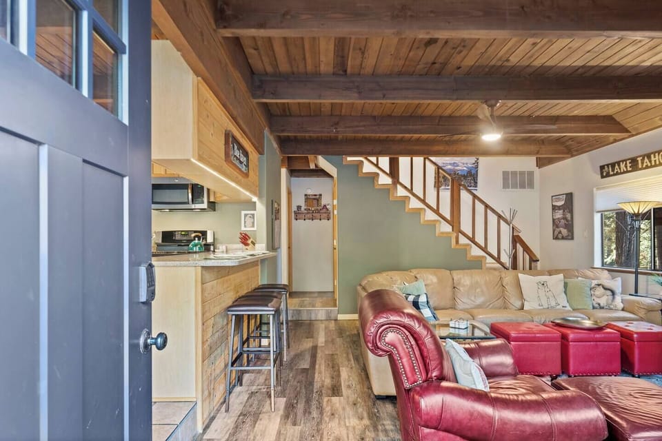 Step into our cozy living room, which opens from the kitchen.