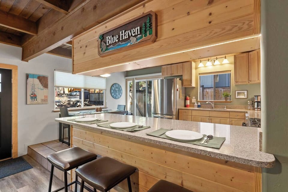 Our breakfast bar with seating for three. 