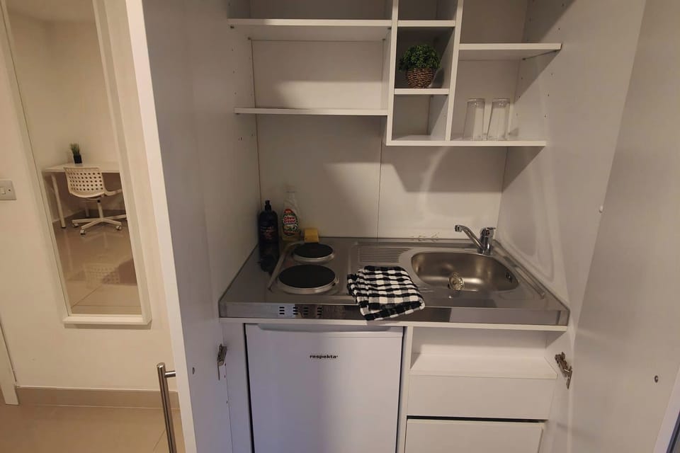 Apartment | Private kitchen | Fridge, microwave, oven, stovetop