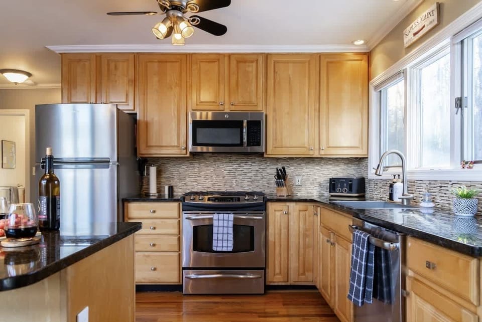 "Fully equipped kitchen ready for home-cooked meals."