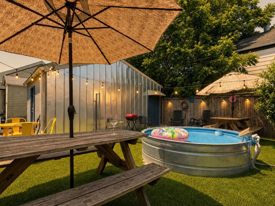 New cowboy pool, BBQ grill & a sprawling private backyard oasis — your retreat from the ruckus.