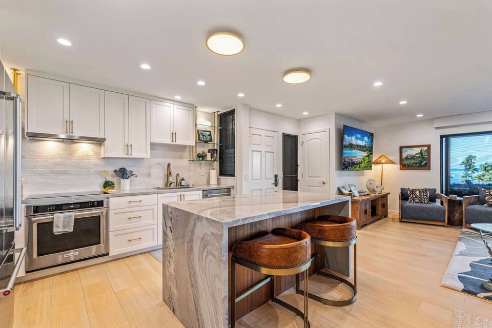 Designer kitchen with premium finishes and spacious island.