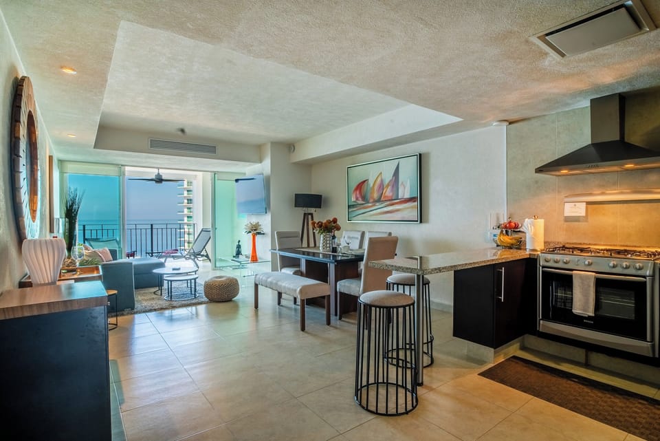 Open layout of dining and living room