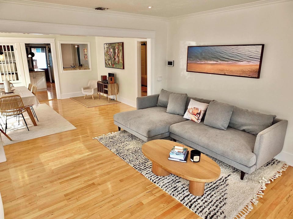 Living space with cozy seating and Smart TV