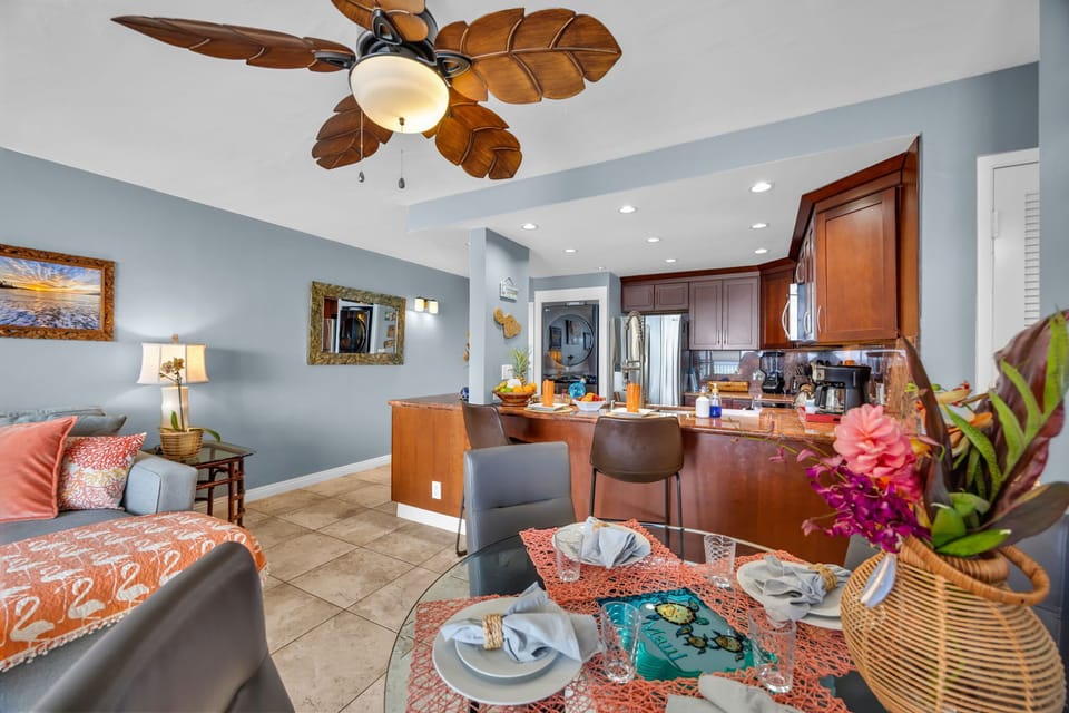 Modern kitchen with island seating 