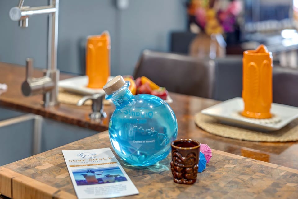 Mix up your favorite vacation cocktails and relax at this oceanfront home