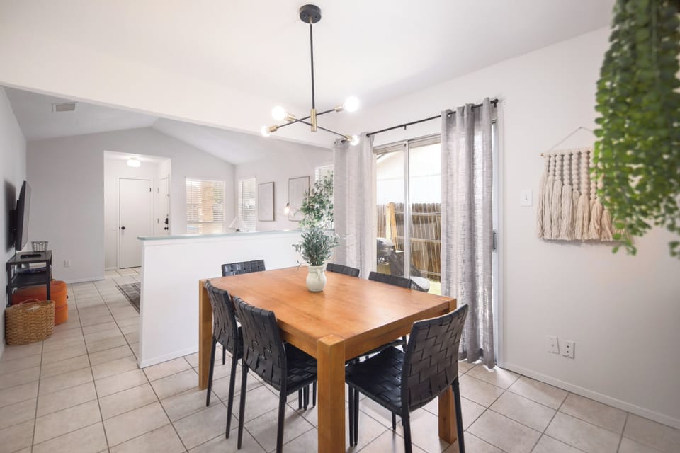 Our guest love the easy flow of the space from bedroom to dining room and living room.