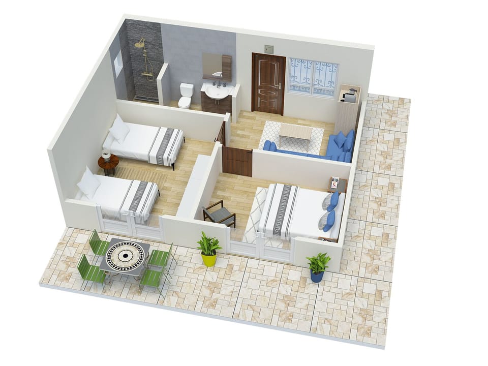 Family Bungalow, Private Bathroom, Pool View | Floor plan