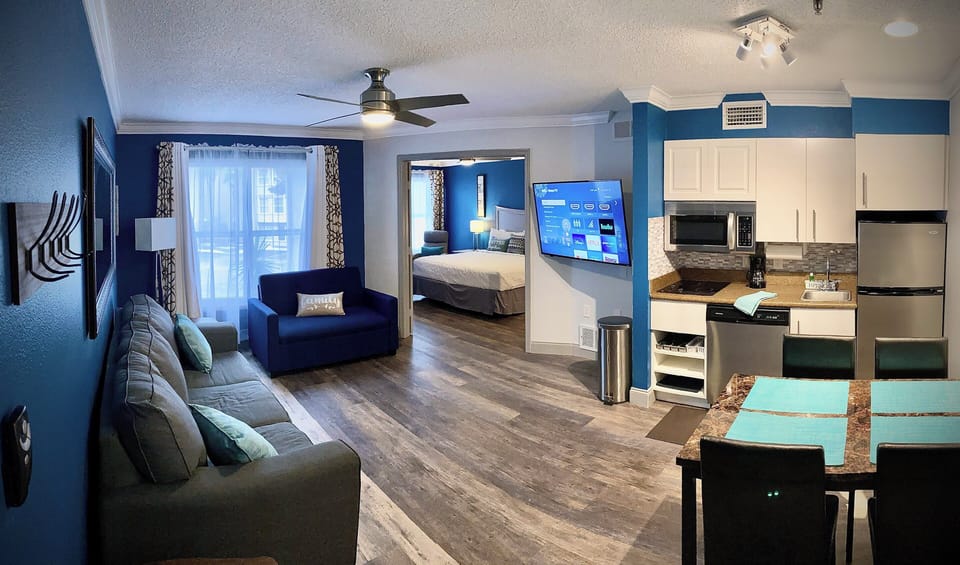 Cozy sofa bed, a twin sofa bed, and a new smart TV