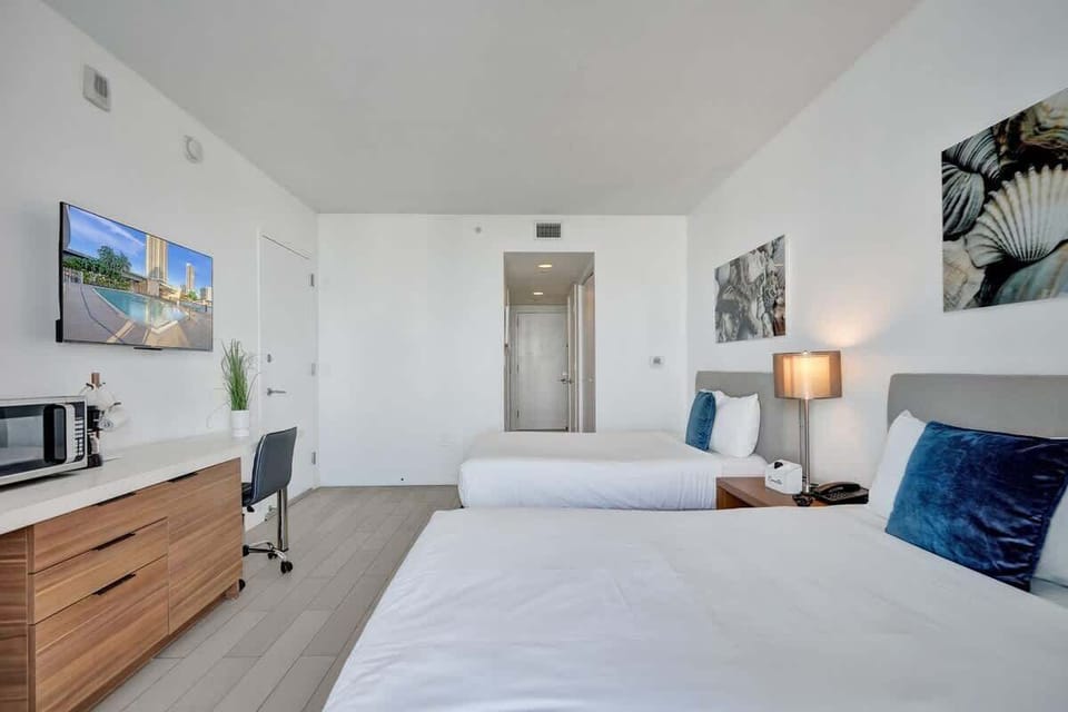 Enjoy complimentary WiFi, TV, a work station, private bathroom and a closet