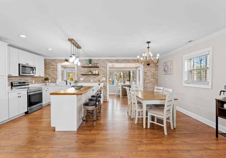 Dining and kitchen areas.