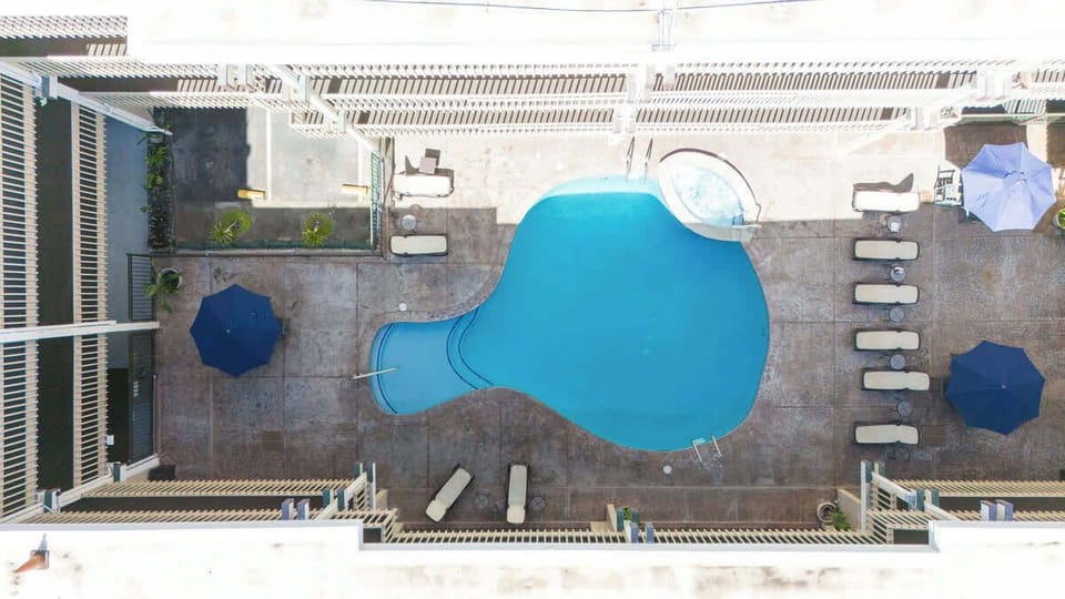 Aerial view of pool/spa area