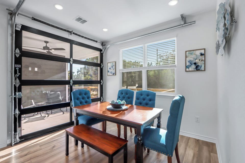 Dining room with unique access to the back patio
