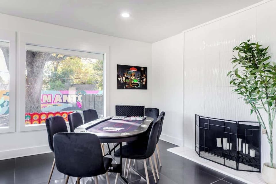 Poker table with seating for 8