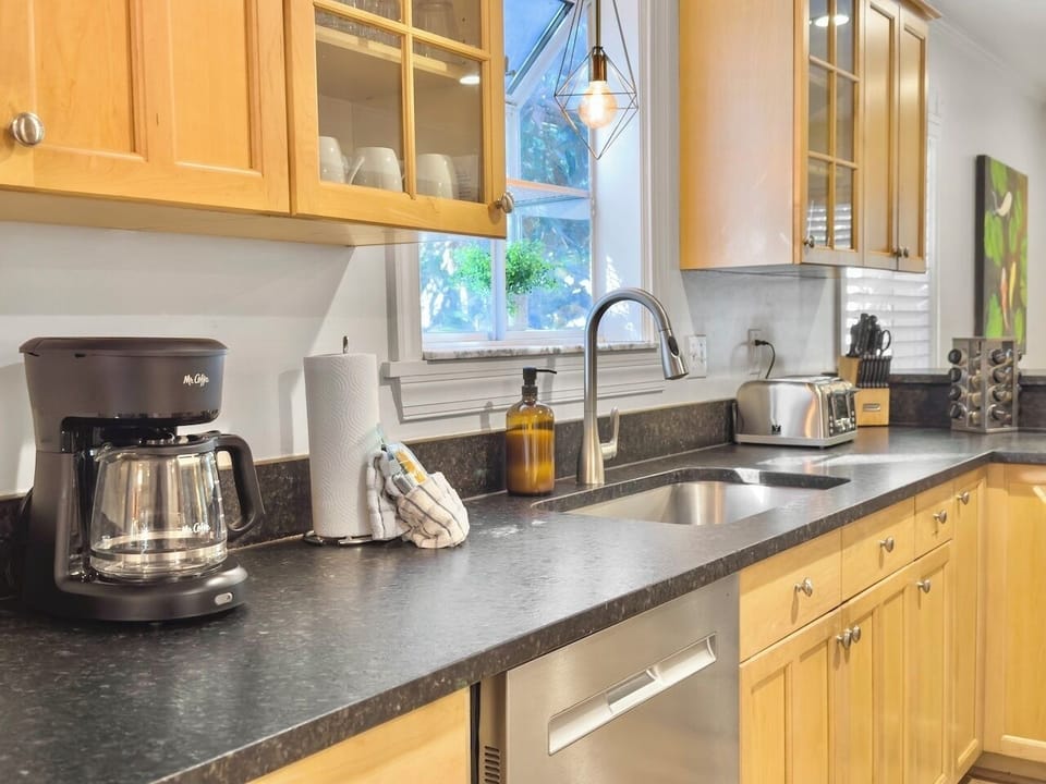 Kitchen with Stainless Steel Appliances Orchard on Hartnett | 3904 Hartnett Blvd | Isle of Palms, SC | IOP Escapes