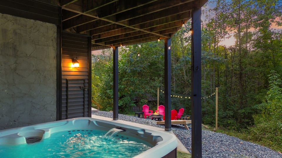 Private hot tub located on the lower-level patio