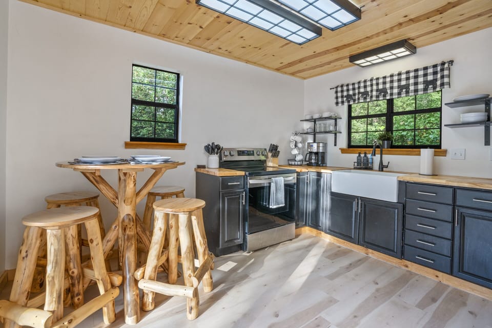 Fully stocked kitchen with coffee maker