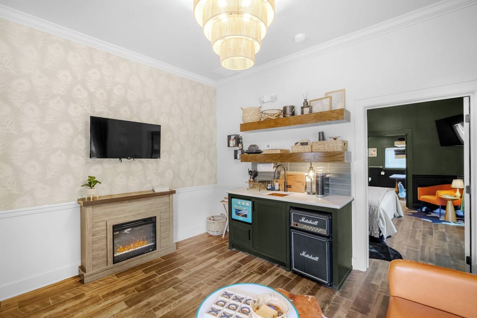 Separate living room leading to the bedroom & bath