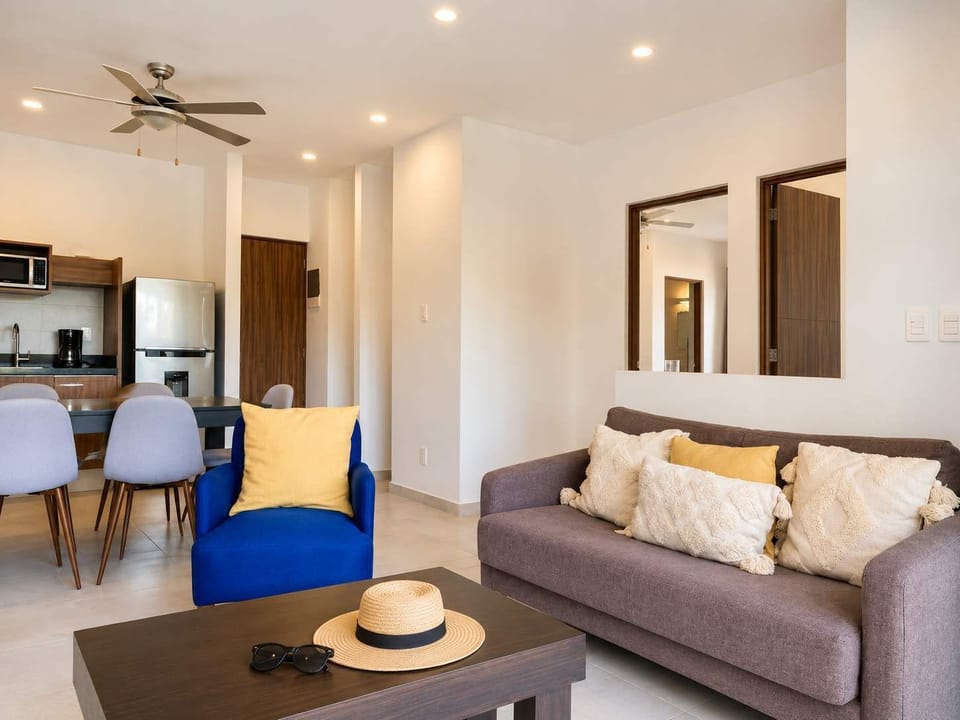 Living room with sofa and Smart TV