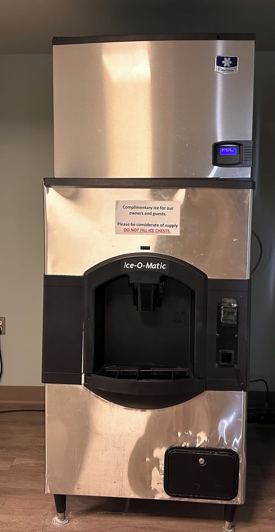 Fill the provided ice bucket in the elevator bays on floor 2.