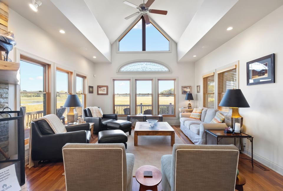 Charming family room at the front of the home