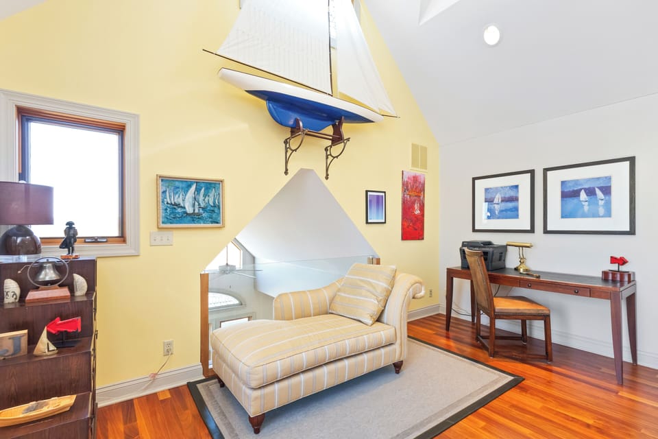 Charming work space and reading nook upstairs