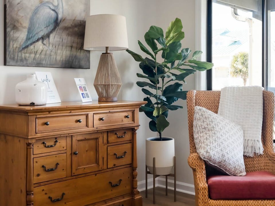 Peaceful reading corner with elegant finishes