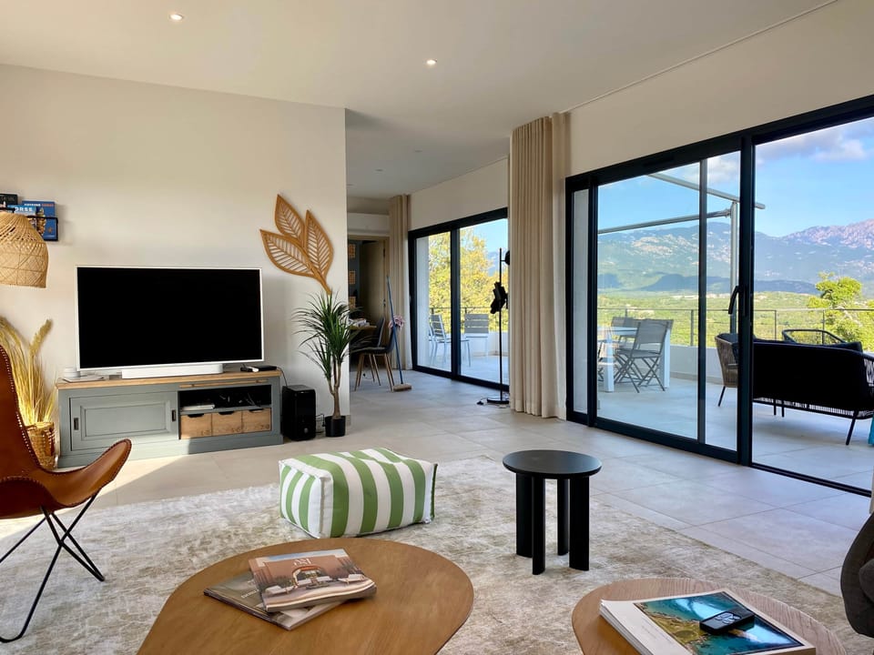 Living room with mountain view