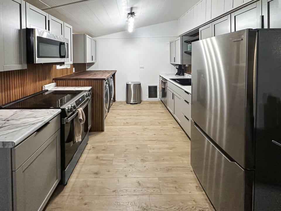 Galley kitchen and laundry 