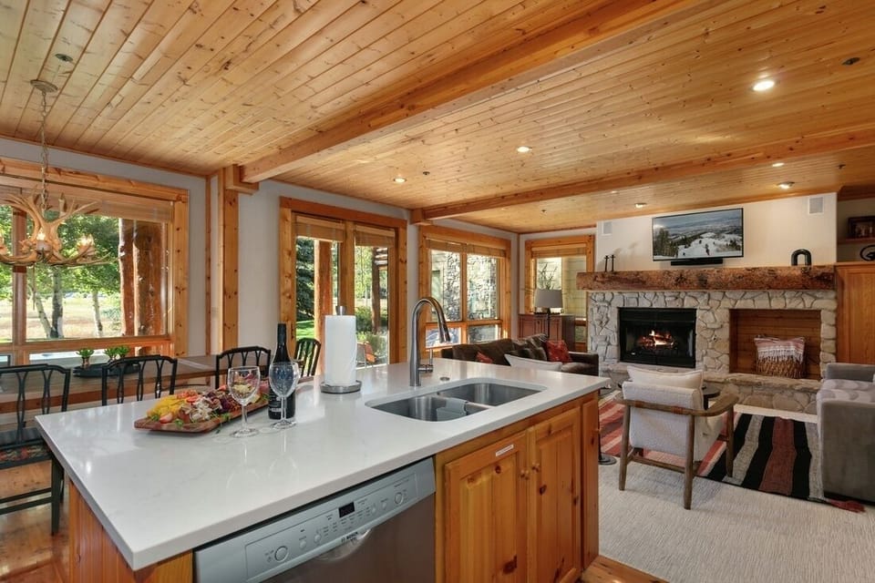Indoors, Fireplace, Hardwood, Kitchen, Sink