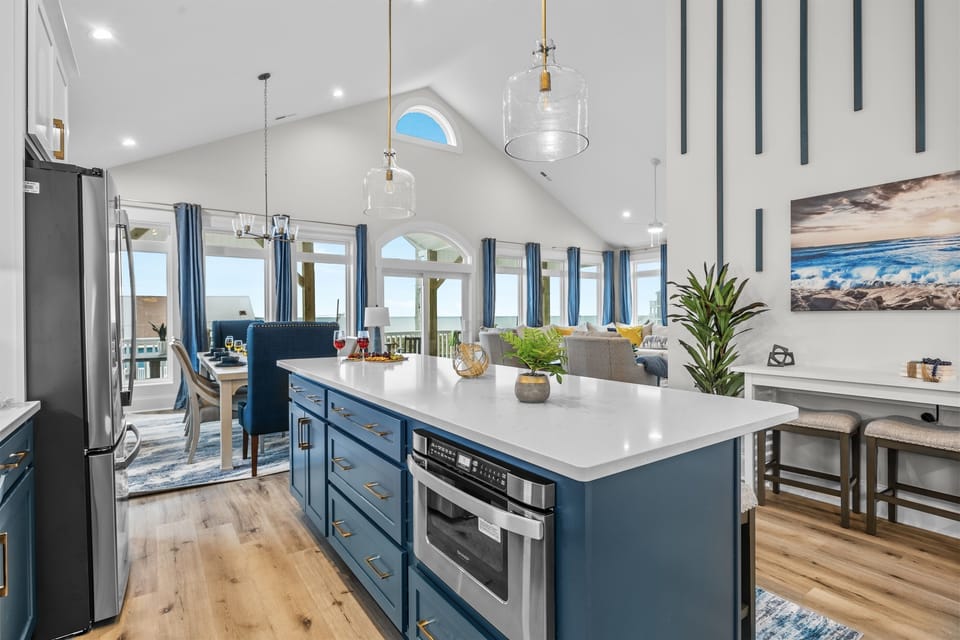 Savor family moments at the kitchen counter with ocean views