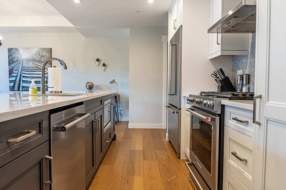 Stainless steel appliances with gas range