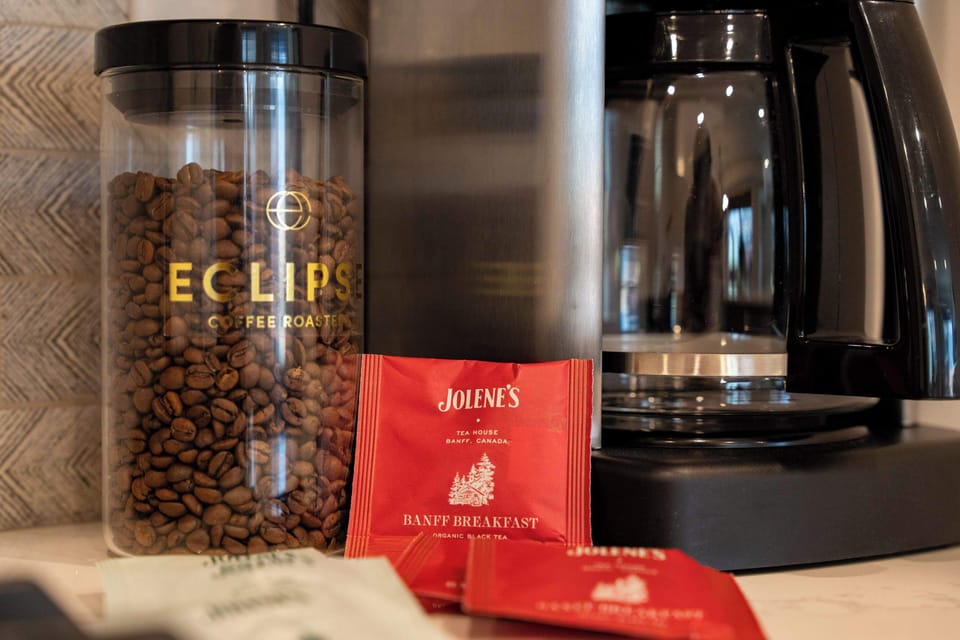 We support local by providing a sampling of Eclipse coffee and Jolene's tea for each stay